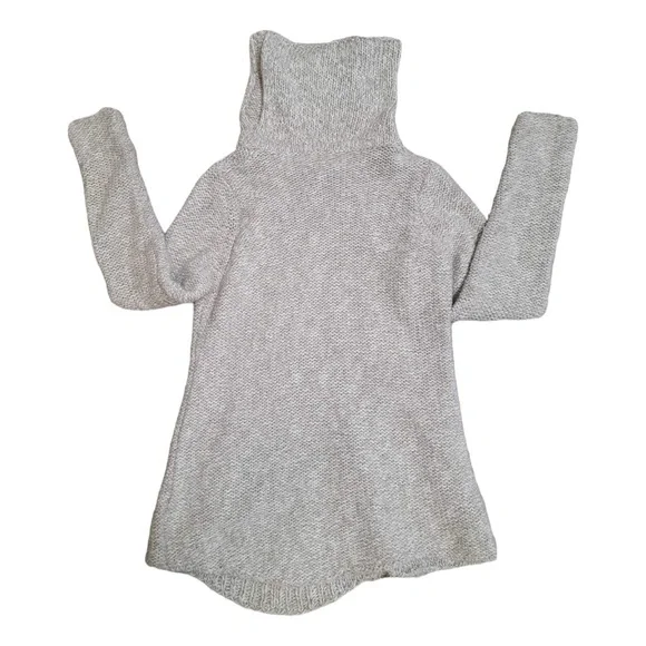 Anthropologie Moth Fern Chunky Knit Sweater Asymmetrical Oatmeal Tan Medium - Picture 4 of 4